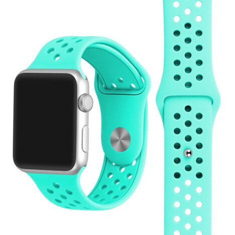 Curea iUni compatibila cu Apple Watch 1/2/3/4/5/6/7, 42mm, Silicon Sport, Light Blue