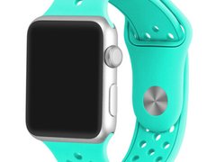 Curea iUni compatibila cu Apple Watch 1/2/3/4/5/6/7, 42mm, Silicon Sport, Light Blue